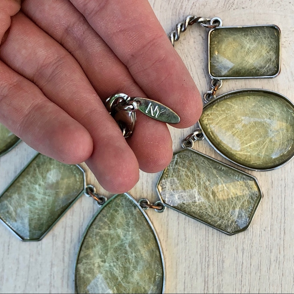 Large Neutral Gem Statement Necklace - image 8